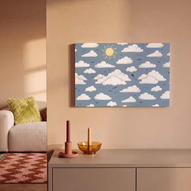 Lucht - Zon - Wolken - Natuur - Blauw canvas 2cm klein -sfeer1