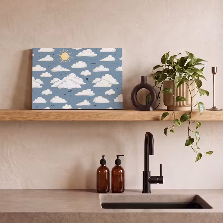 Lucht - Zon - Wolken - Natuur - Blauw canvas 2cm klein -sfeer3