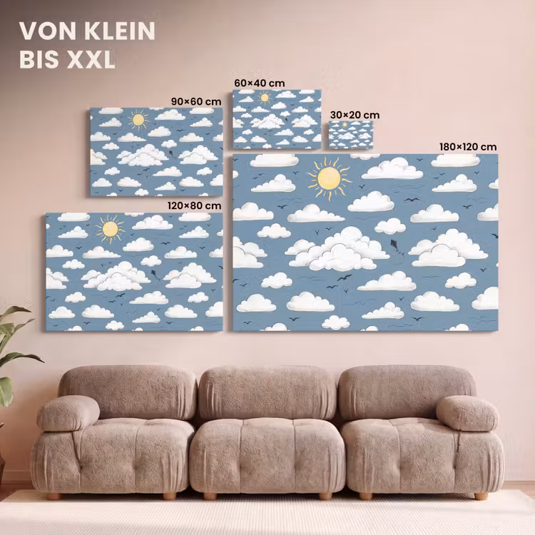 Lucht - Zon - Wolken - Natuur - Blauw canvas 2cm klein -Xsfeer8_DE