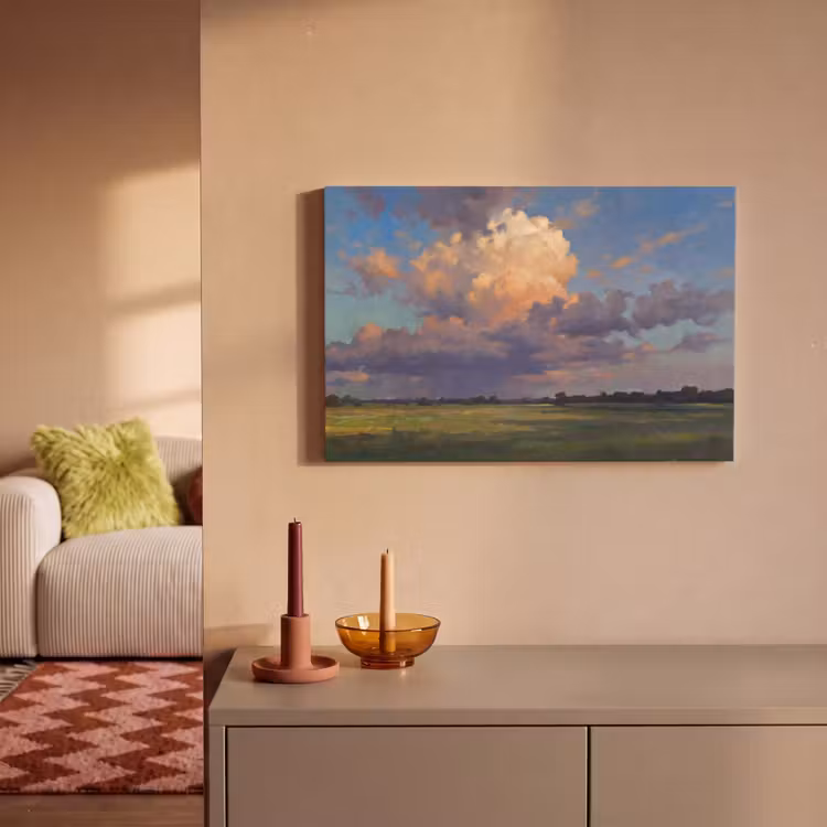 Lucht - Wolken - Landschap - Modern - Oranje canvas 2cm klein -sfeer1