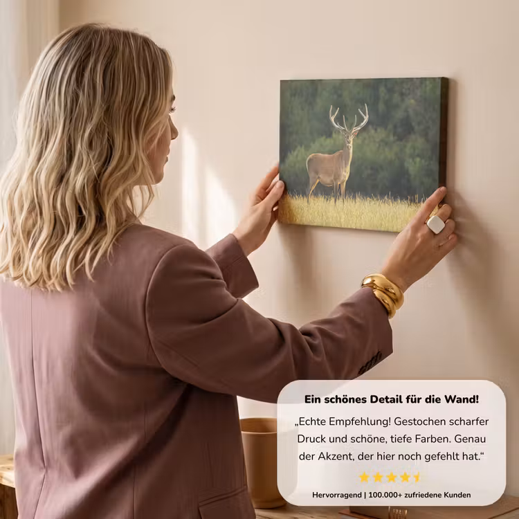 Hert - Gewei - Gras - Natuur - Dieren - Groen canvas 2cm klein -Xsfeer7_DE