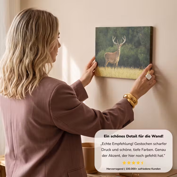 Hert - Gewei - Gras - Natuur - Dieren - Groen canvas 2cm klein -Xsfeer7_DE
