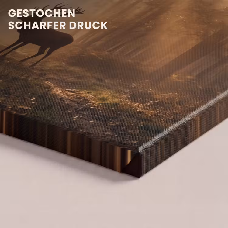 Hert - Bos - Mistig - Natuur - Goud canvas 2cm klein -uniquesellingpoint_afwerking-onlywow_DE