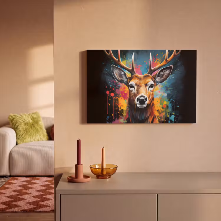 Hert - Graffiti - Dieren - Kleuren canvas 2cm klein -sfeer1
