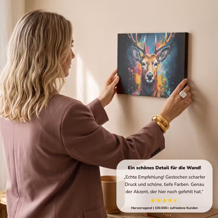 Hert - Graffiti - Dieren - Kleuren canvas 2cm klein -sfeer3