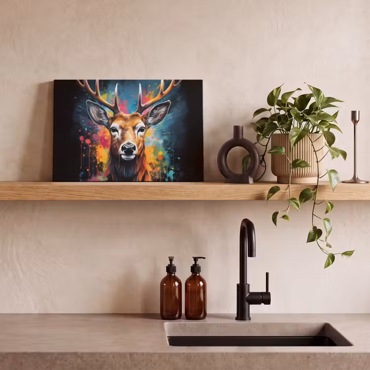 Hert - Graffiti - Dieren - Kleuren canvas 2cm klein -sfeer6