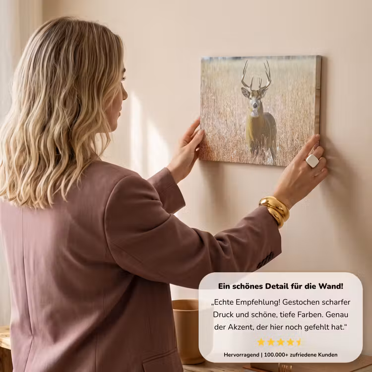 Hert - Gras - Herfst - Dieren - Natuur - Gewei canvas 2cm klein -Xsfeer7_DE