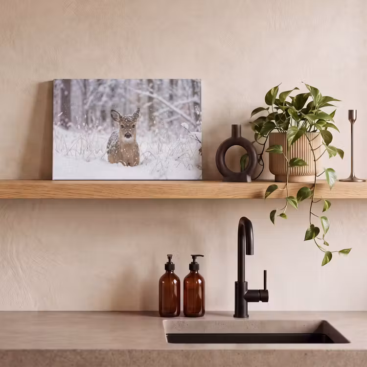 Hert - Sneeuw - Bos - Dieren - Vertederend canvas 2cm klein -closeup_print_DE