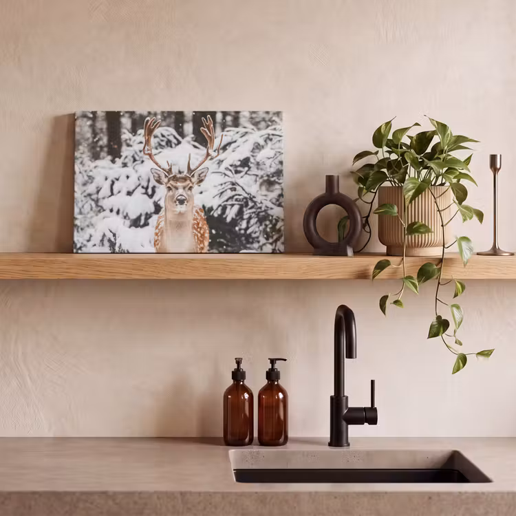 Hert - Sneeuw - Winter - Bos - Dieren canvas 2cm klein -closeup_print_DE