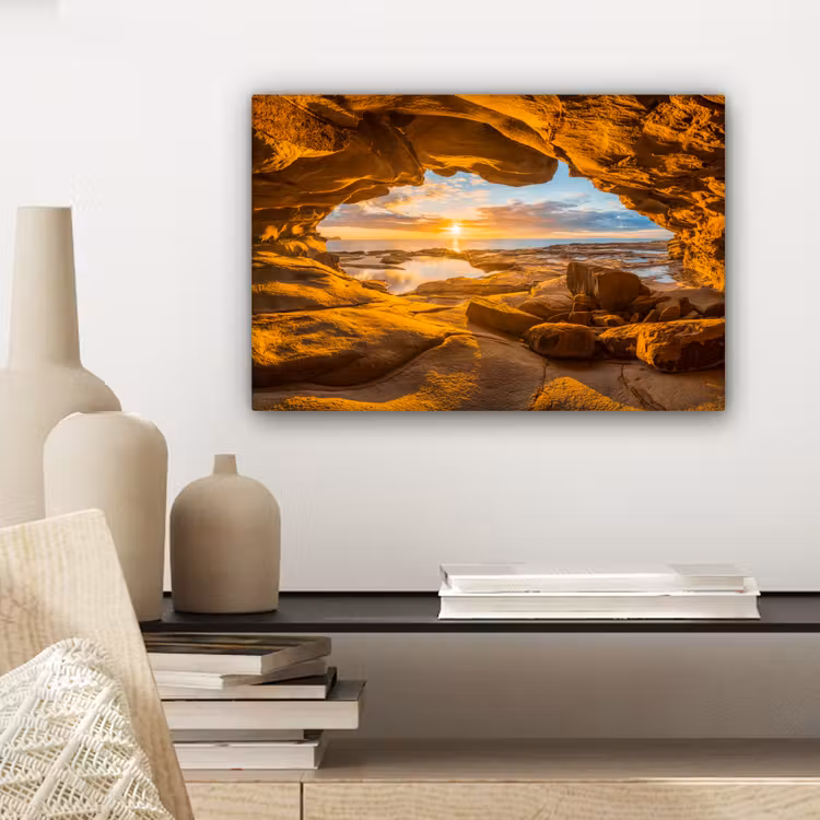 Grot - Zee - Horizon - Zonsondergang canvas 2cm klein -sfeer6