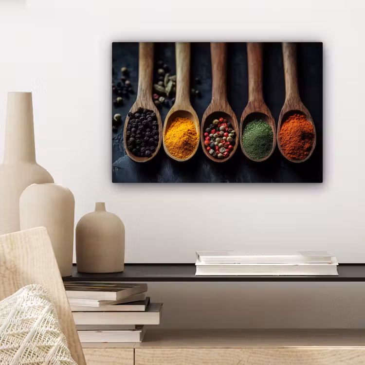 Houten - Lepels - Specerijen - Kruiden canvas 2cm klein -closeup_print_DE
