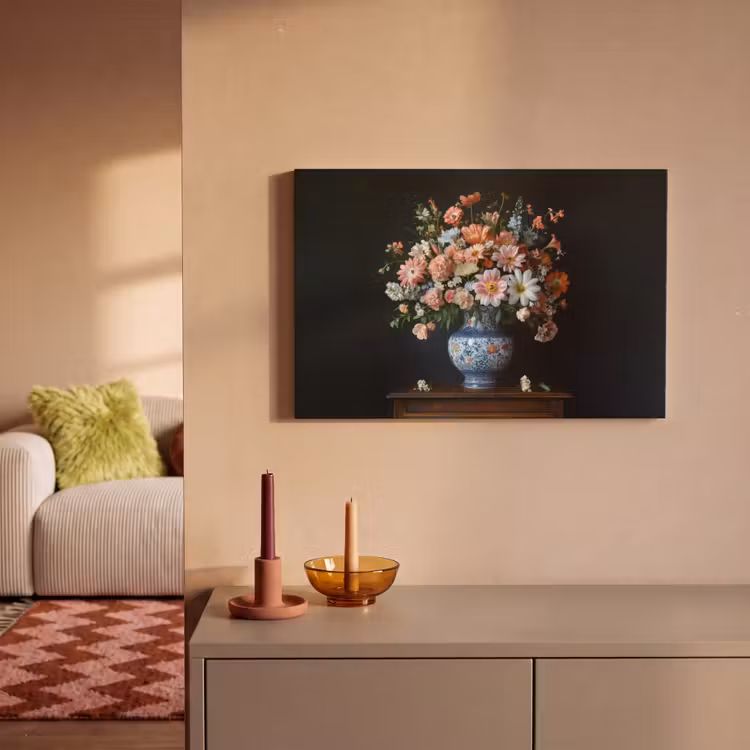 Hout - Vaas - Kleuren - Bloemen canvas 2cm klein -sfeer1