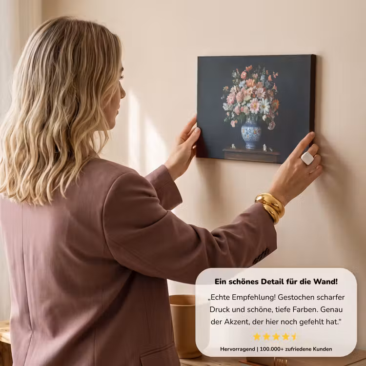 Hout - Vaas - Kleuren - Bloemen canvas 2cm klein -sfeer3