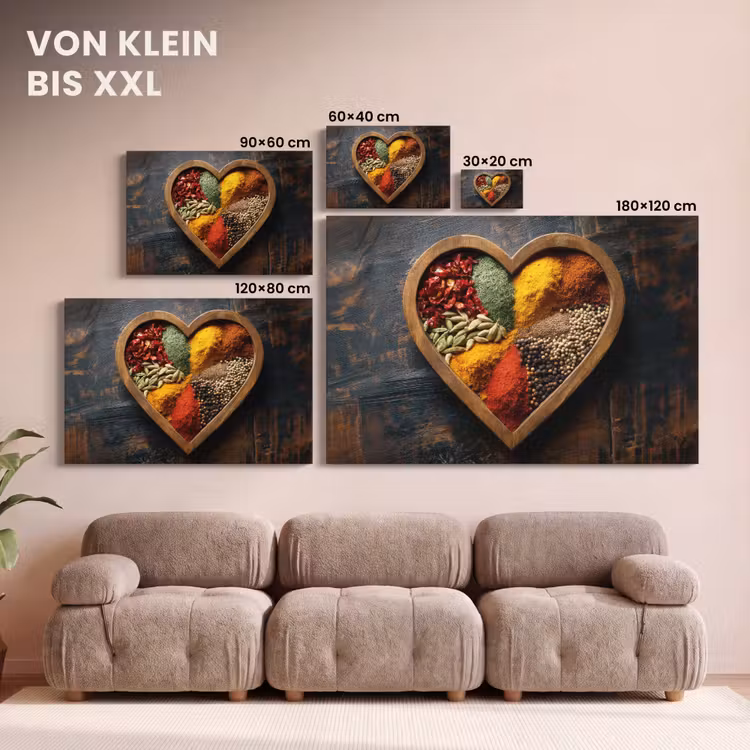Houten - Hart - Kleurrijke - Specerijen canvas 2cm klein -Xsfeer8_DE
