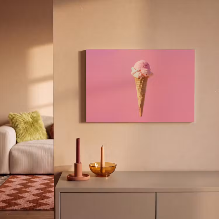 Hoorntje - Schepijs - Roze canvas 2cm klein -sfeer1