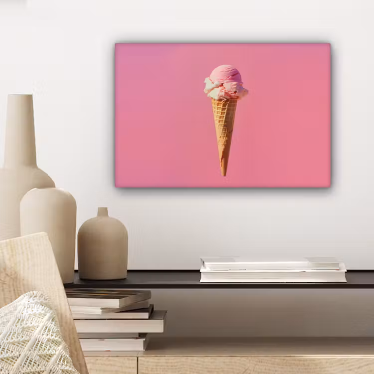 Hoorntje - Schepijs - Roze canvas 2cm klein -closeup_print_DE