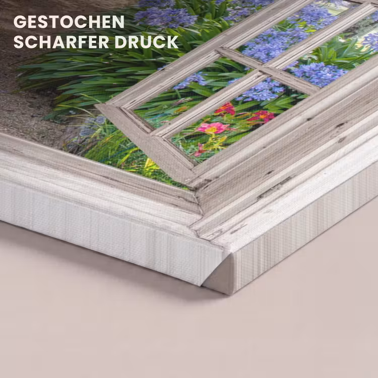 Hortensia - Doorkijk - Bloemen - Zomer - Paars - Pad canvas 2cm klein -sfeer3