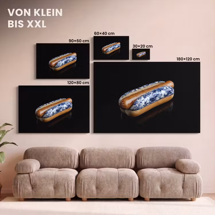 Hotdog - Porselein - Delfts blauw - Eten canvas 2cm klein -Xsfeer8_DE