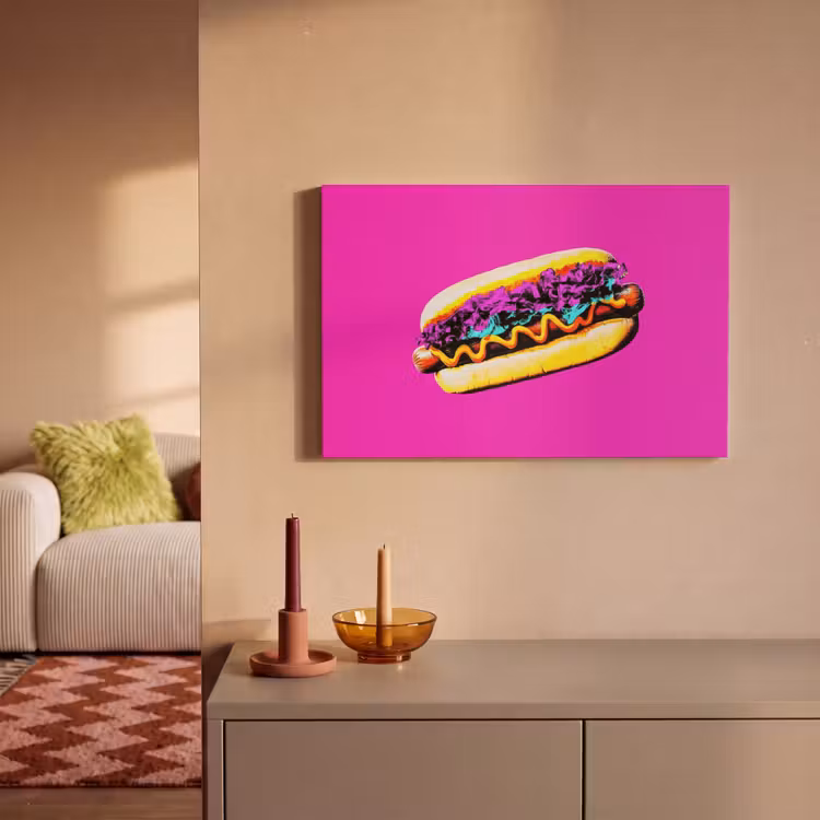 Hotdog - Roze - Retro canvas 2cm klein -sfeer1