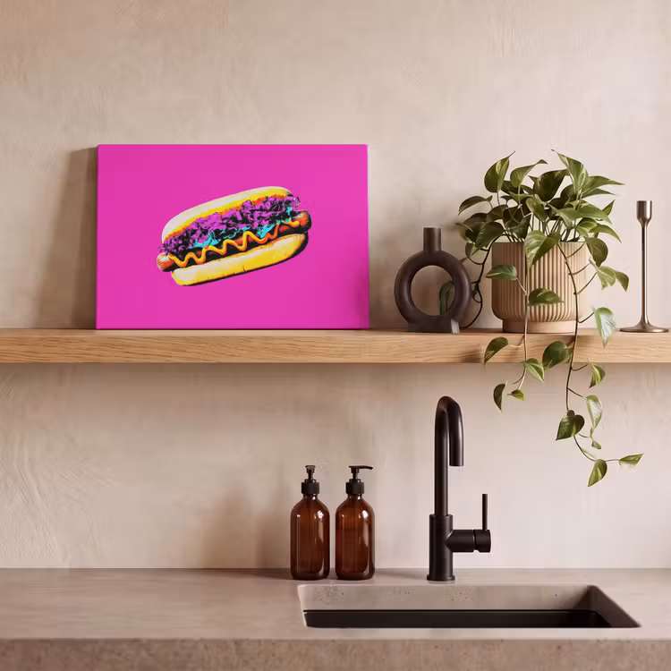 Hotdog - Roze - Retro canvas 2cm klein -closeup_print_DE