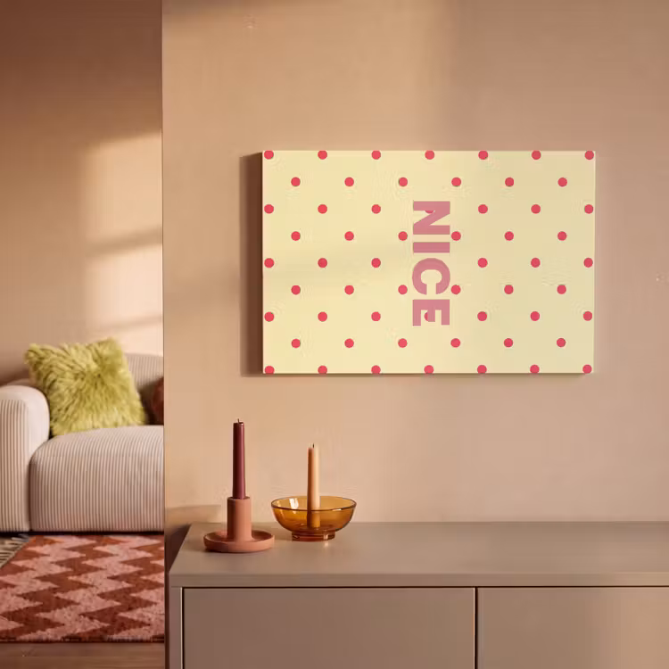 Nice - Stippen - Roze - Geel canvas 2cm klein -sfeer1