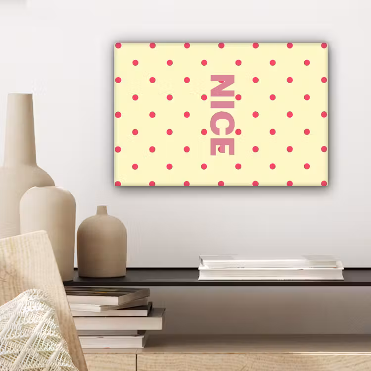 Nice - Stippen - Roze - Geel canvas 2cm klein -closeup_print_DE