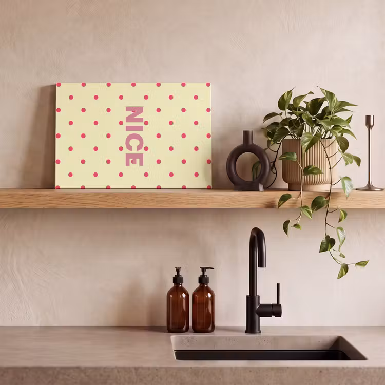 Nice - Stippen - Roze - Geel canvas 2cm klein -uniquesellingpoint_afwerking-onlywow_DE
