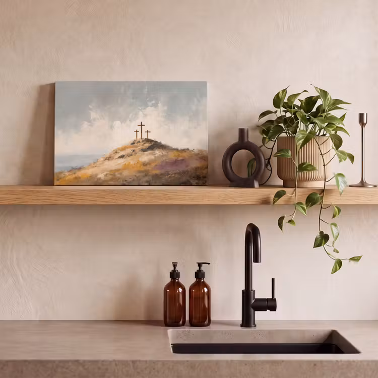 Heuvels - Abstract - Christendom - Kruis canvas 2cm klein -sfeer3