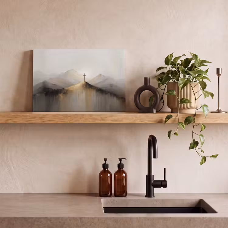Heuvels - Abstract - Kruis - Christendom canvas 2cm klein -sfeer3