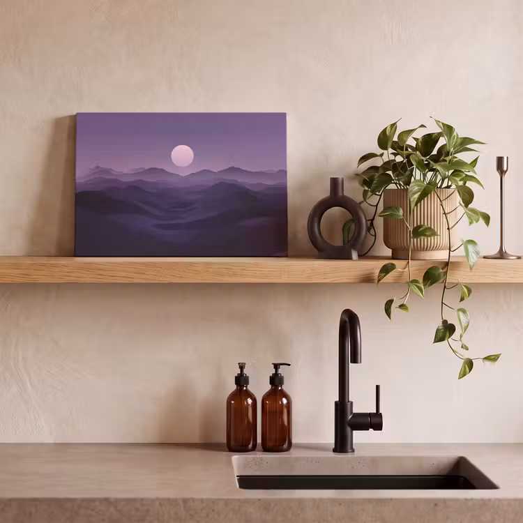 Heuvels - Paars - Mist - Zon canvas 2cm klein -closeup_print_DE