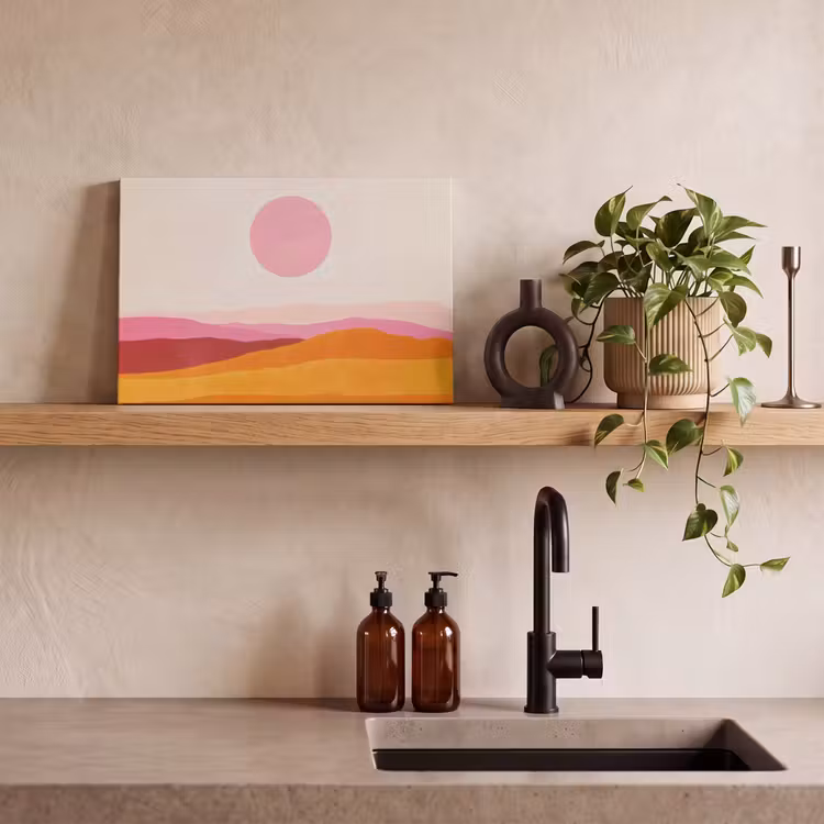Heuvels - Oranje - Zon - Abstract canvas 2cm klein -closeup_print_DE