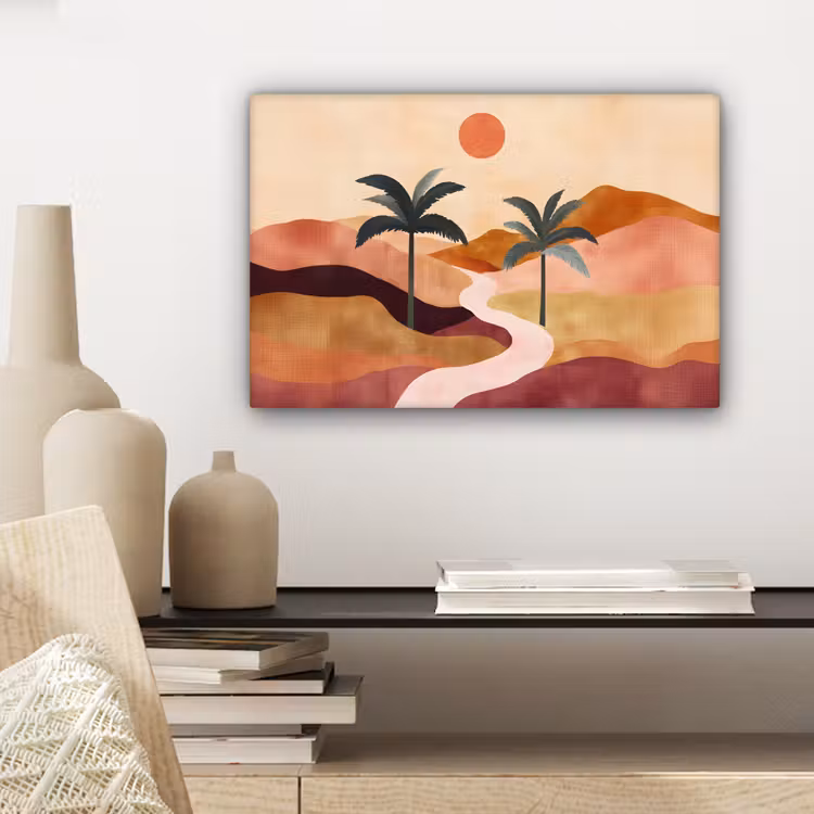 Heuvels - Palmbomen - Abstract canvas 2cm klein -closeup_print_DE