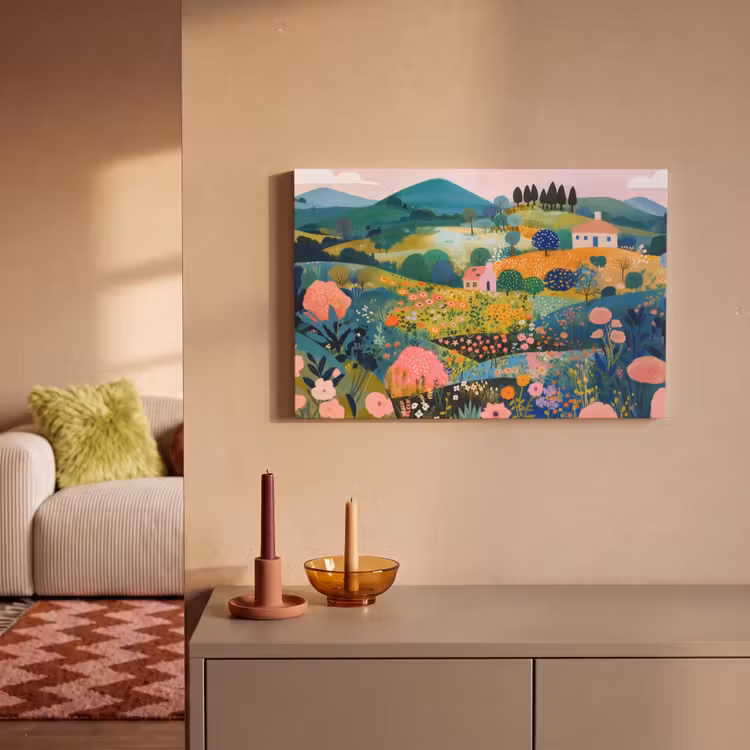 Heuvellandschap - Fantasierijk - Kleurcontrasten canvas 2cm klein -sfeer1
