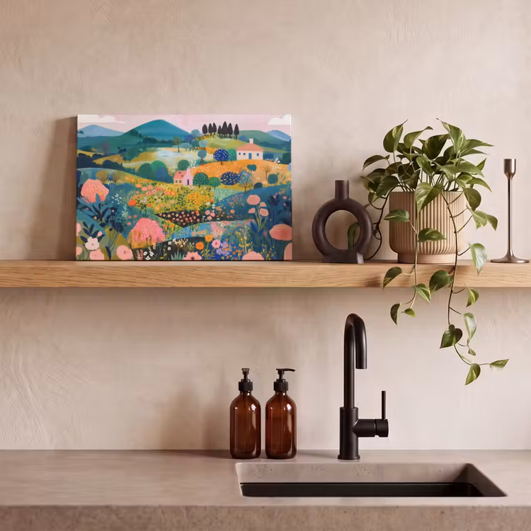 Heuvellandschap - Fantasierijk - Kleurcontrasten canvas 2cm klein -sfeer3