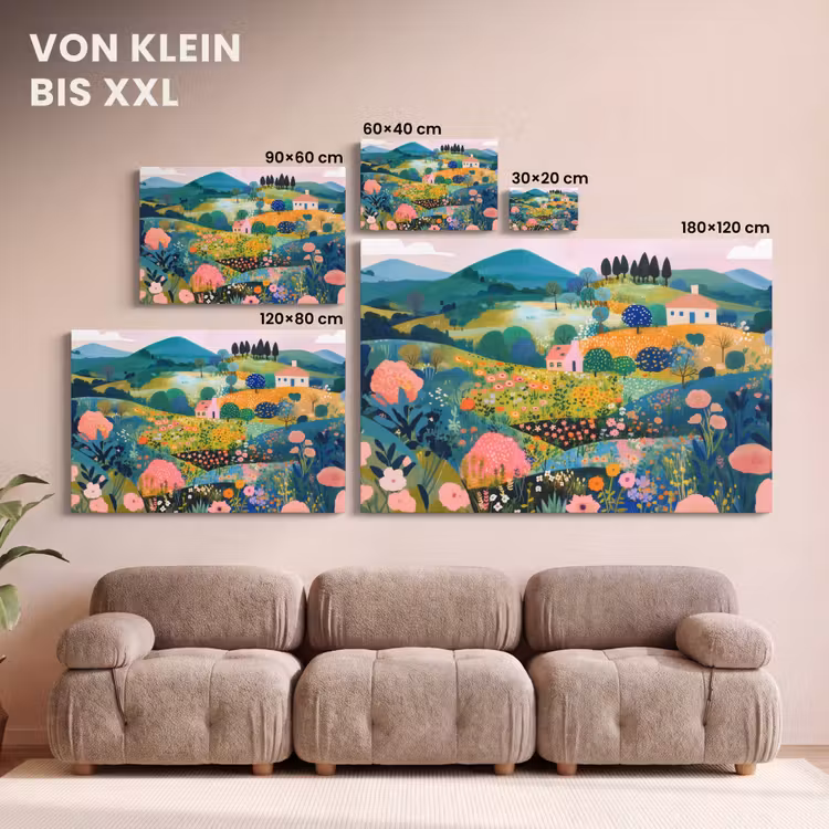 Heuvellandschap - Fantasierijk - Kleurcontrasten canvas 2cm klein -Xsfeer8_DE