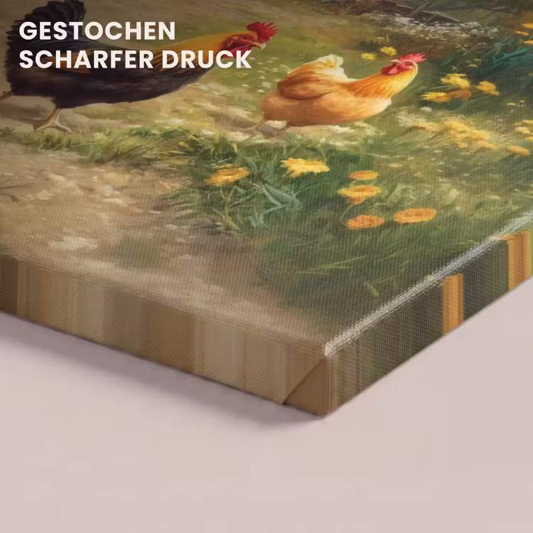 Kippen - Landelijke rust - Natuur canvas 2cm klein -closeup_print_DE