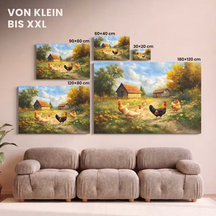 Kippen - Landelijke rust - Natuur canvas 2cm klein -Xsfeer8_DE