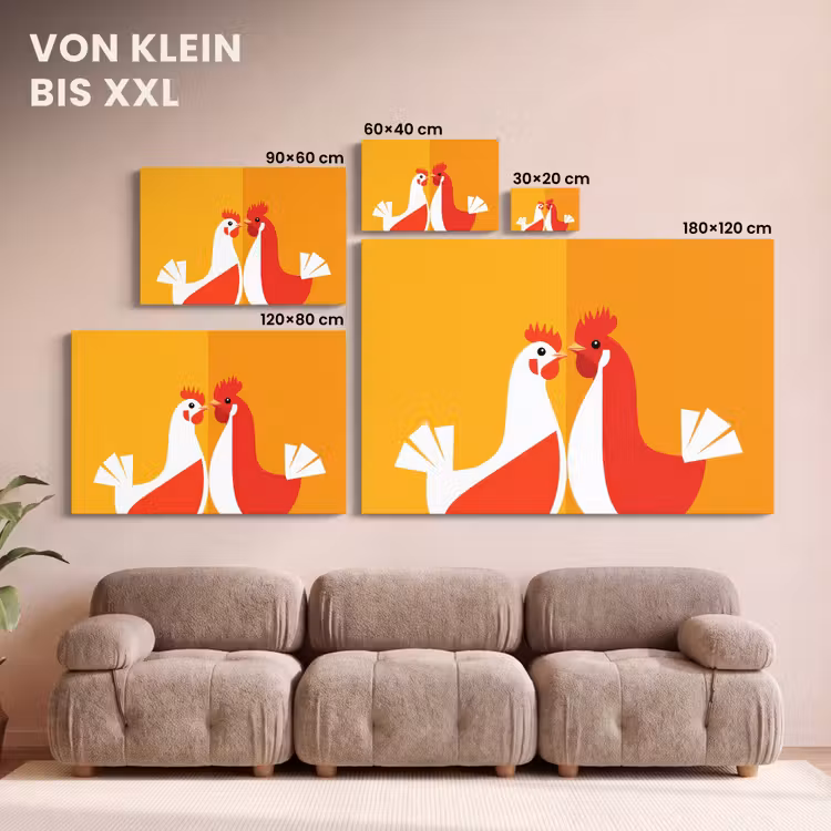Kippen - Oranje - Vlakken canvas 2cm klein -Xsfeer8_DE
