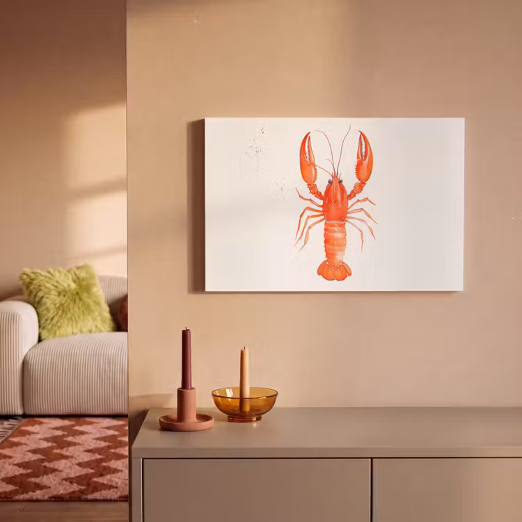 Kreeft - Waterverf - Aquarel - Oranje canvas 2cm klein -sfeer1