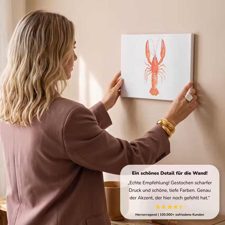 Kreeft - Waterverf - Aquarel - Oranje canvas 2cm klein -sfeer3
