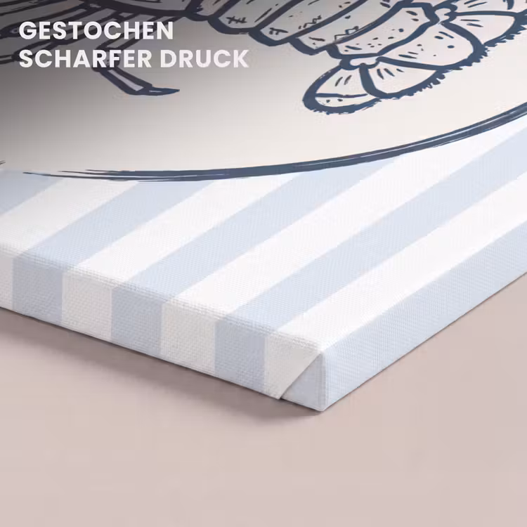 Kreeft - Illustratie - Liefde - Blauw - Decoratie canvas 2cm klein -closeup_print_DE
