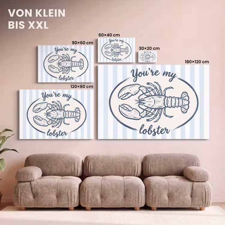 Kreeft - Illustratie - Liefde - Blauw - Decoratie canvas 2cm klein -Xsfeer8_DE
