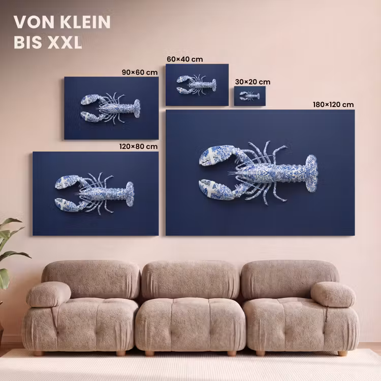 Kreeft - Porselein - Delfts - Blauw canvas 2cm klein -Xsfeer8_DE
