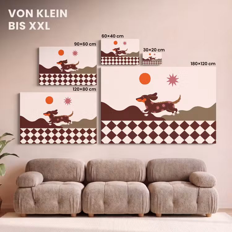 Hond - Abstract - Dieren - Modern - Bruin canvas 2cm klein -Xsfeer8_DE