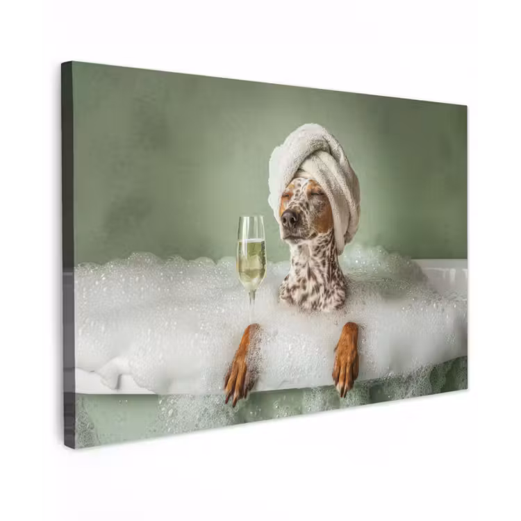 Hond - Bad - Champagne - Handdoek canvas 2cm klein -z3d