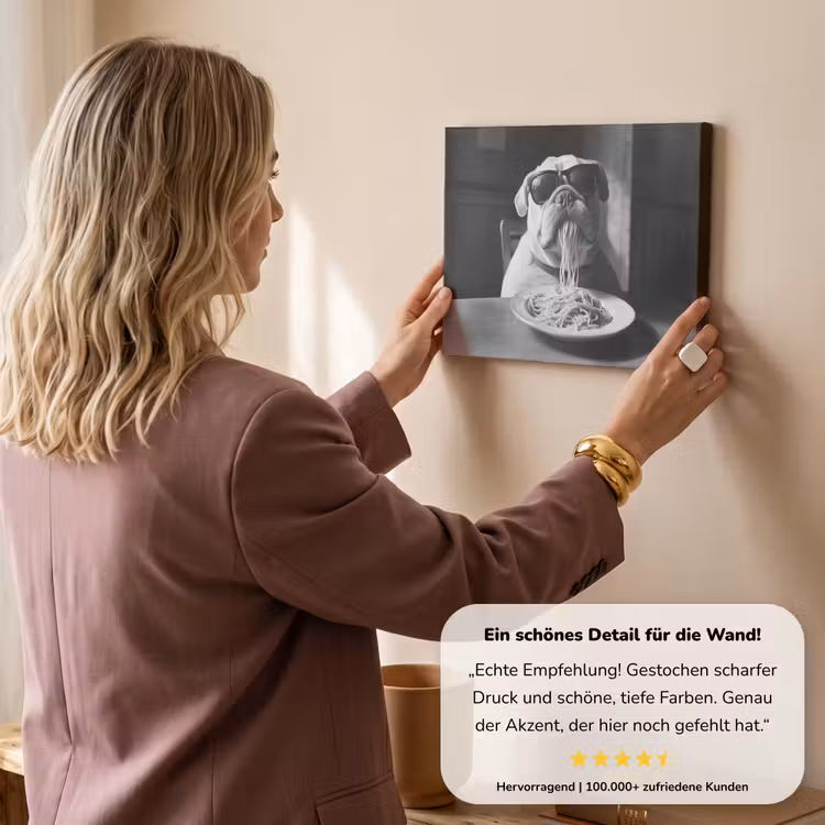 Hond - Bulldog - Pasta - Bril - Stoer - Dieren canvas 2cm klein -Xsfeer7_DE