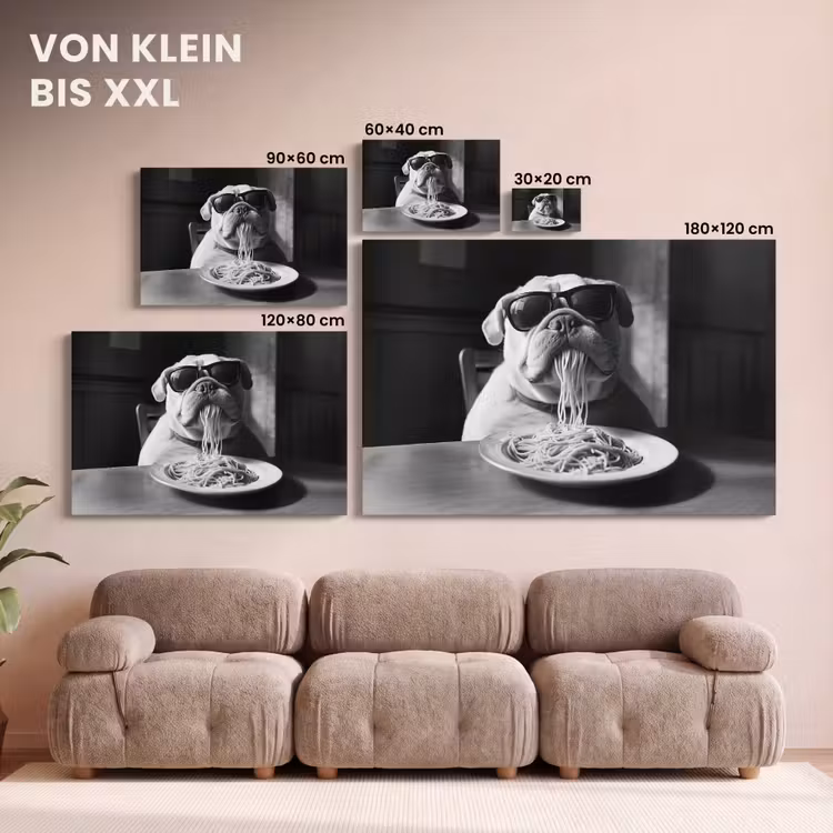 Hond - Bulldog - Pasta - Bril - Stoer - Dieren canvas 2cm klein -Xsfeer8_DE
