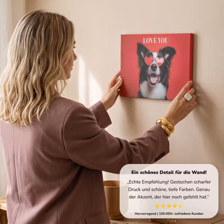 Hond - Hartjesbril - Loveyou - Rood canvas 2cm klein -Xsfeer7_DE