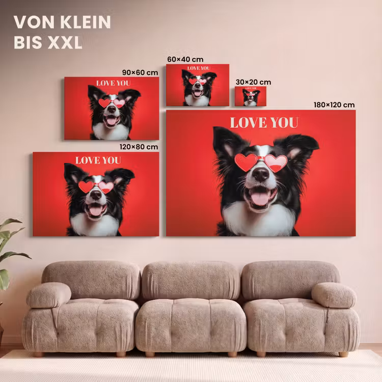 Hond - Hartjesbril - Loveyou - Rood canvas 2cm klein -Xsfeer8_DE