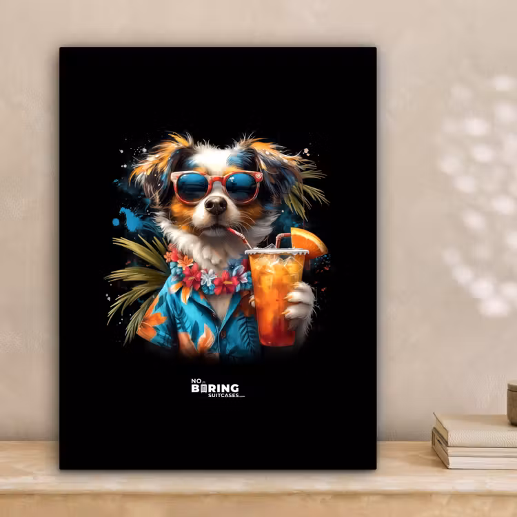 Hond in tropische sferen canvas 2cm klein -sfeer1